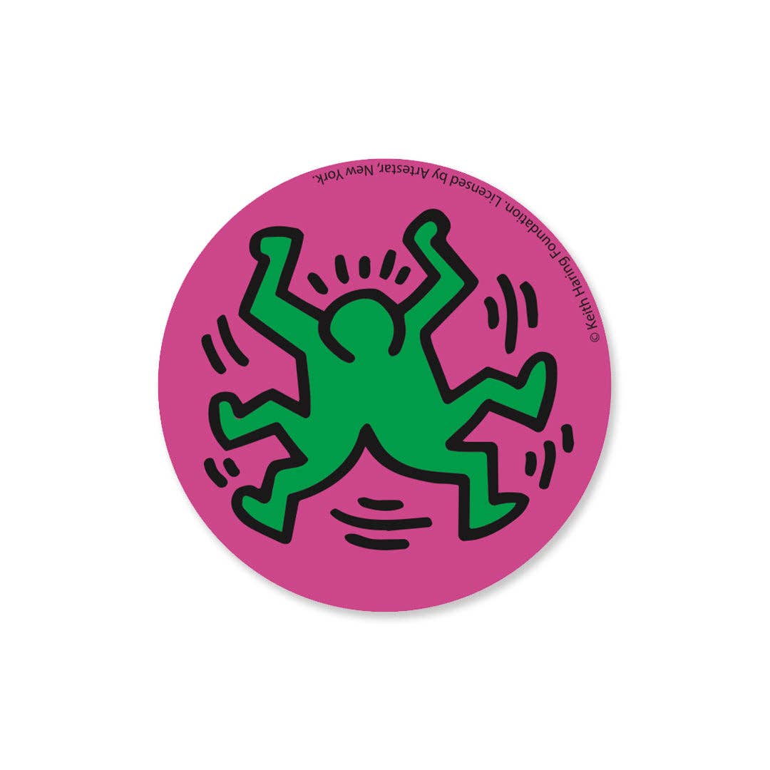 Keith Haring Green Double Dancing Men Button