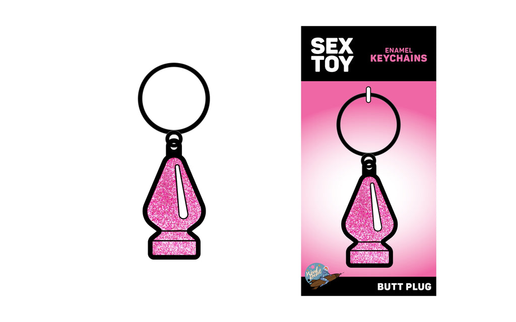 Pink Glitter Butt Plug Keychain