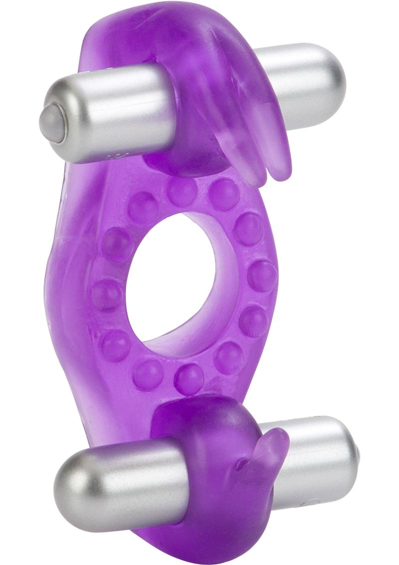 Couple's Enhancers Rocking Rabbit Vibrating Cock Ring with Clitoral Stimulation - Purple