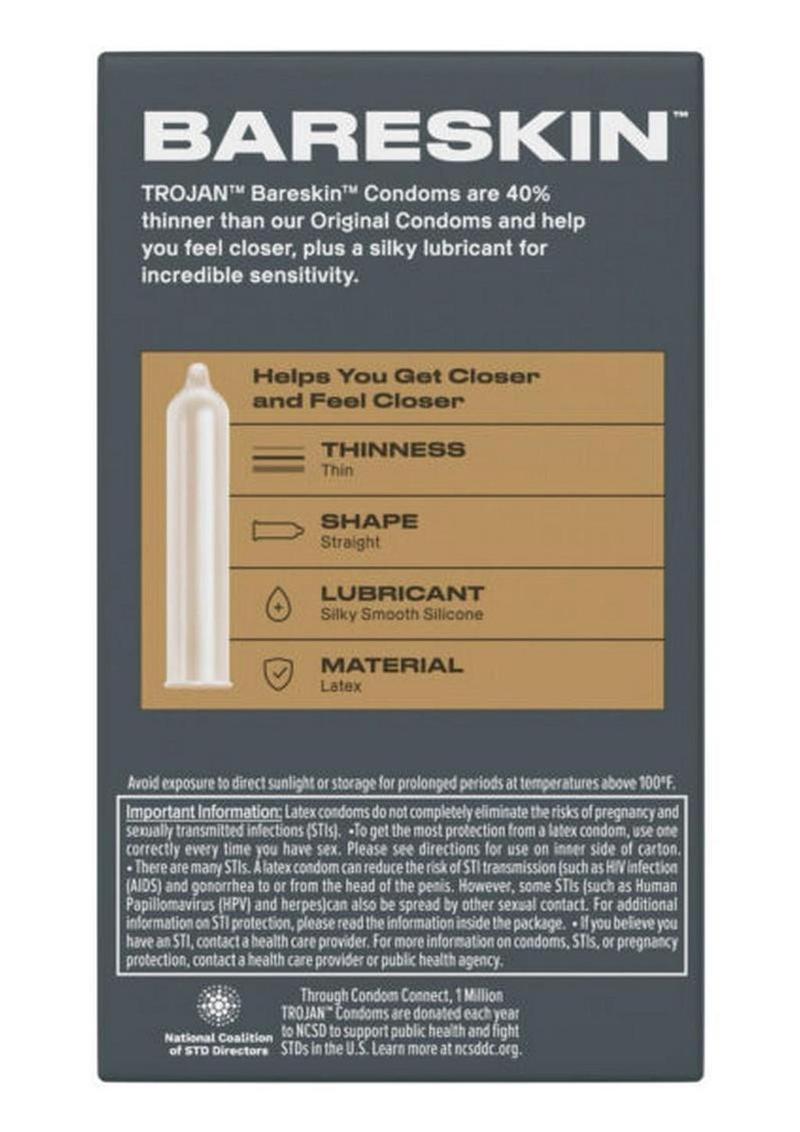 Trojan Condom Sensitivity Bare Skin Lubricated 10 Pack