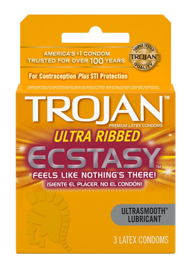 Trojan Condom Stimulations Ecstasy Lubricated 2 Pack