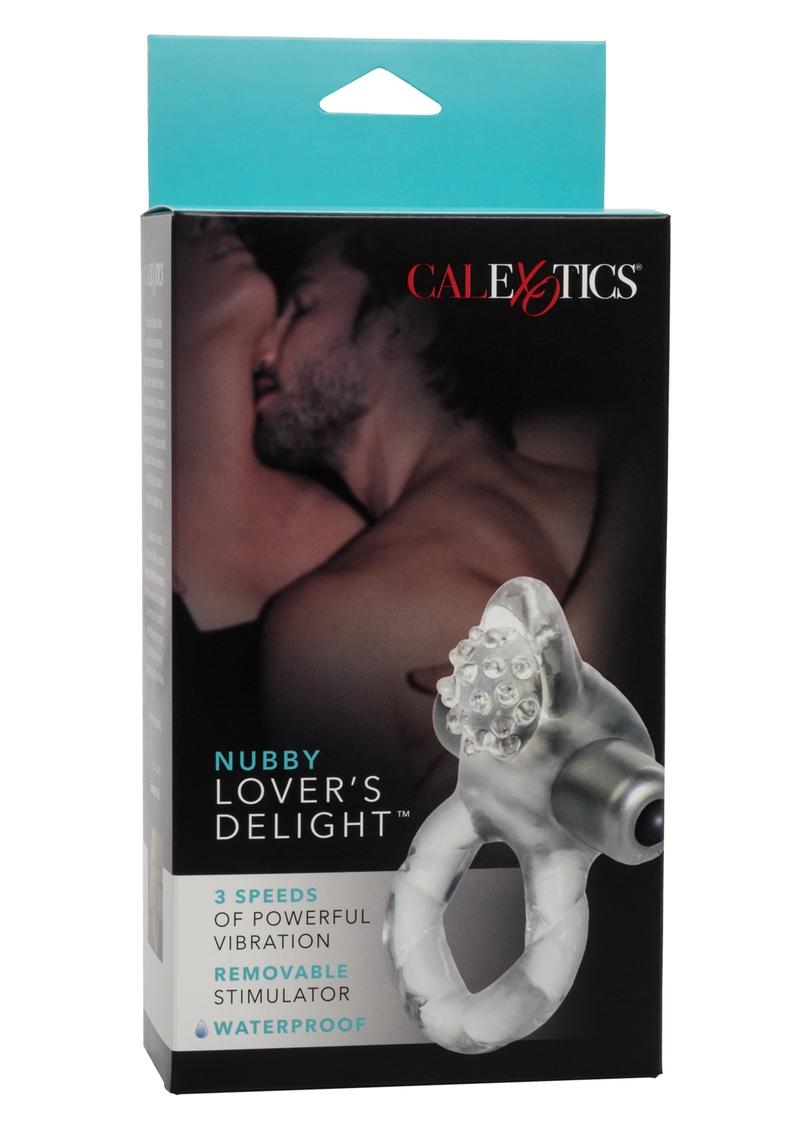 Couple's Enhancers Nubby Lover's Delight Vibrating Cock Ring with Clitoral Stimulation - Clear