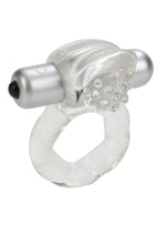 Couple's Enhancers Nubby Lover's Delight Vibrating Cock Ring with Clitoral Stimulation - Clear