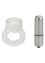 Couple's Enhancers Nubby Lover's Delight Vibrating Cock Ring with Clitoral Stimulation - Clear