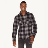 PLAYBOY Men's Black Flannel Long Sleeve Shirt