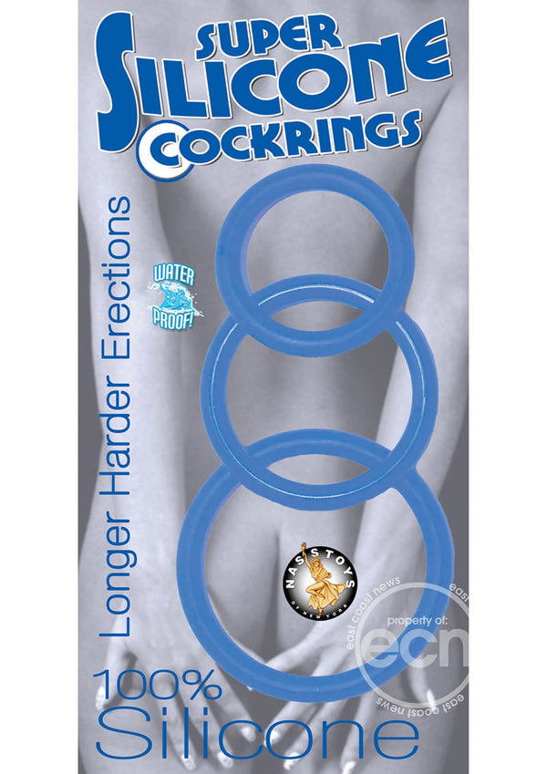 Super Silicone Cock Rings (3 Pack) - Blue