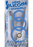 Super Silicone Cock Rings (3 Pack) - Blue