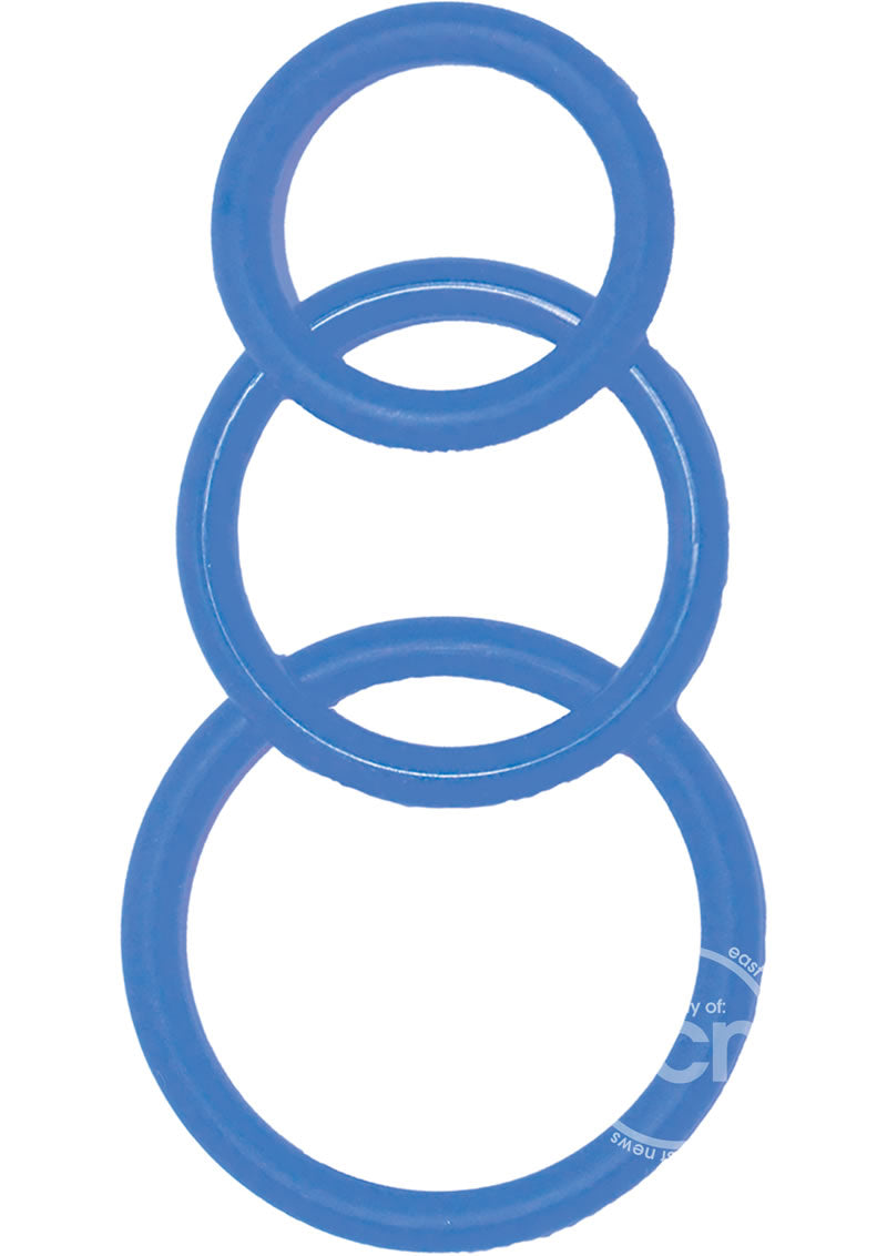 Super Silicone Cock Rings (3 Pack) - Blue