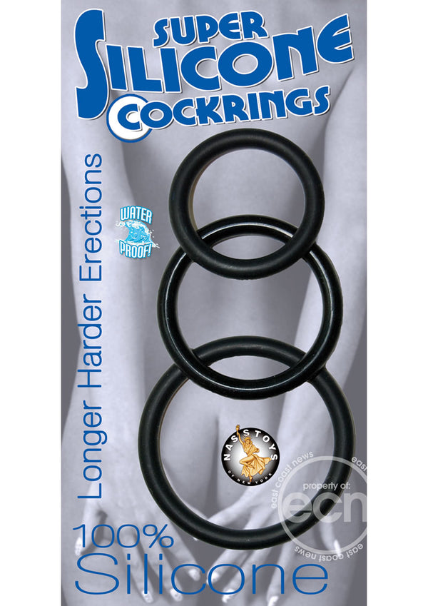 Super Silicone Cock Rings (3 Pack) - Black