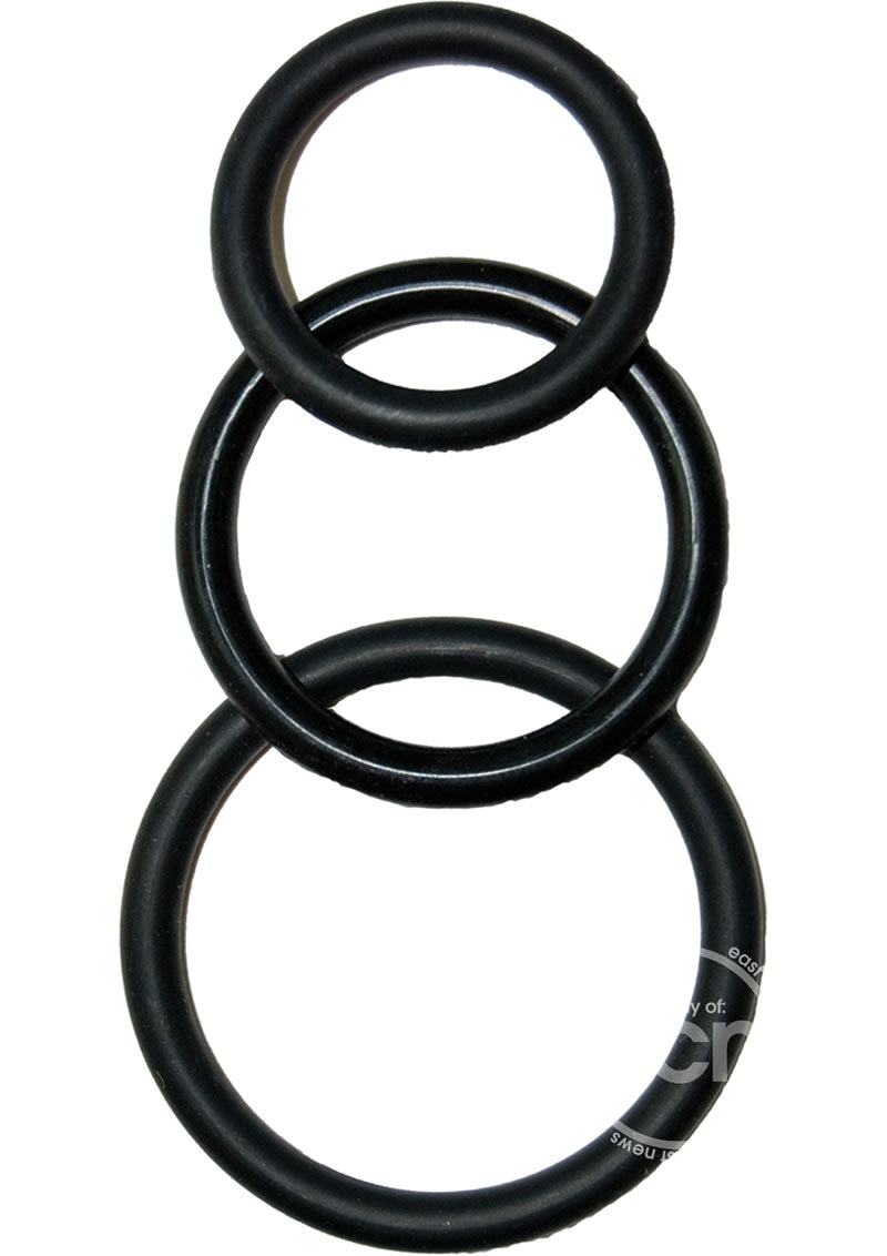 Super Silicone Cock Rings (3 Pack) - Black