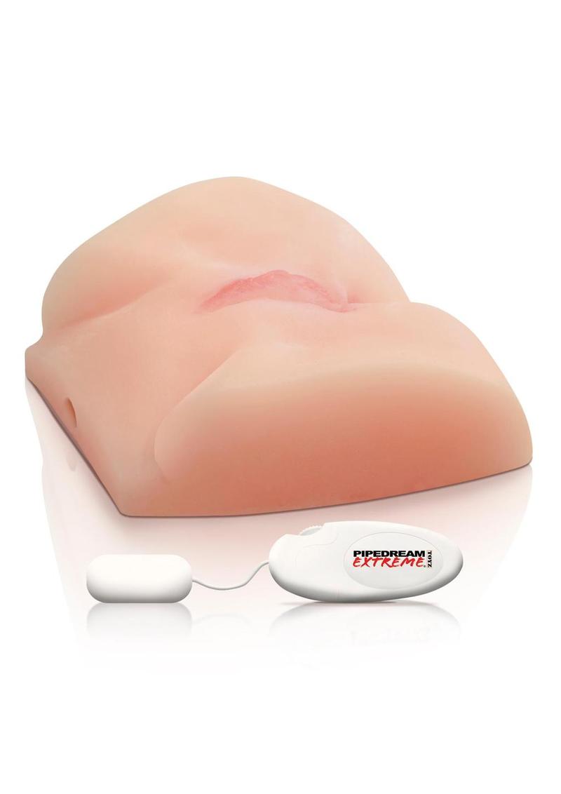 Pipedream Extreme Toyz Big-Ass Vibrating Masturbator with Bullet and Wired Remote Control - Pussy and Butt - Vanilla