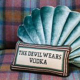 Devil Wears Vodka Needlepoint Pillow