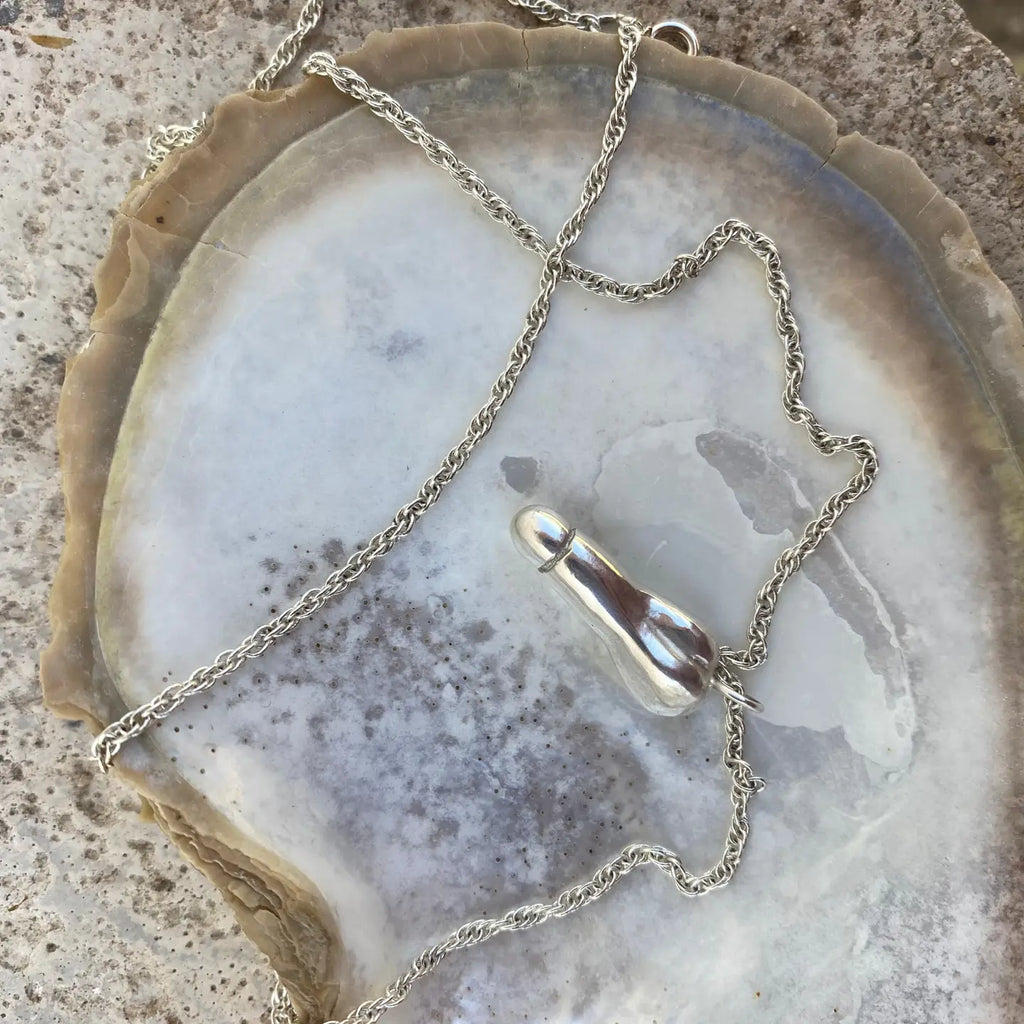 Silver Penis Charm Necklace by Gilty Boy