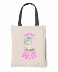 Introverted Dolly storybook character canvas tote bag