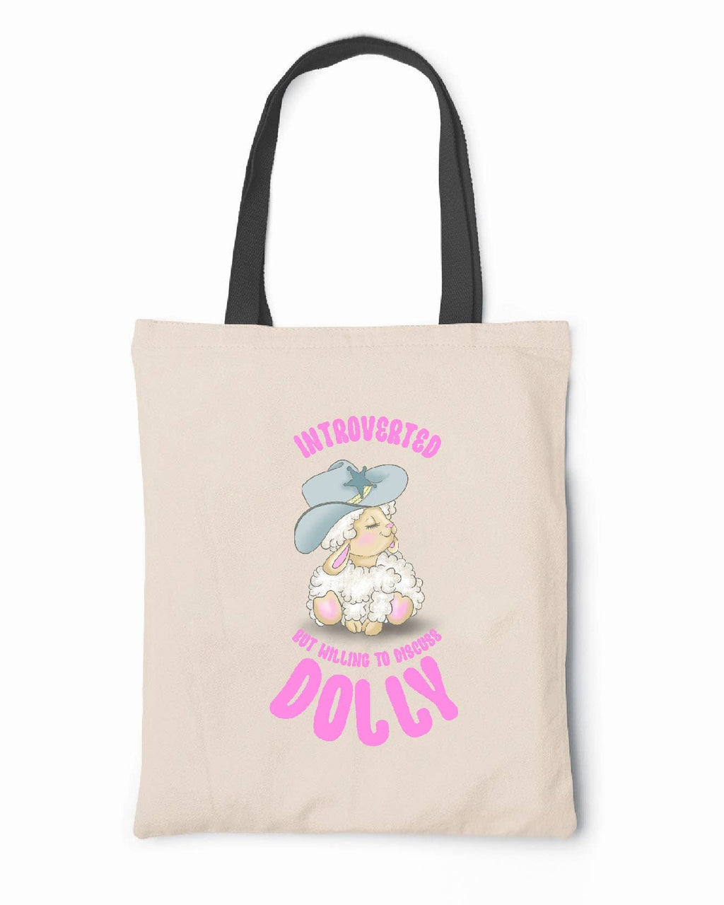Introverted Dolly storybook character canvas tote bag