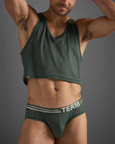 TEAMM8 Racer Mesh Crop Singlet - Hunter Green