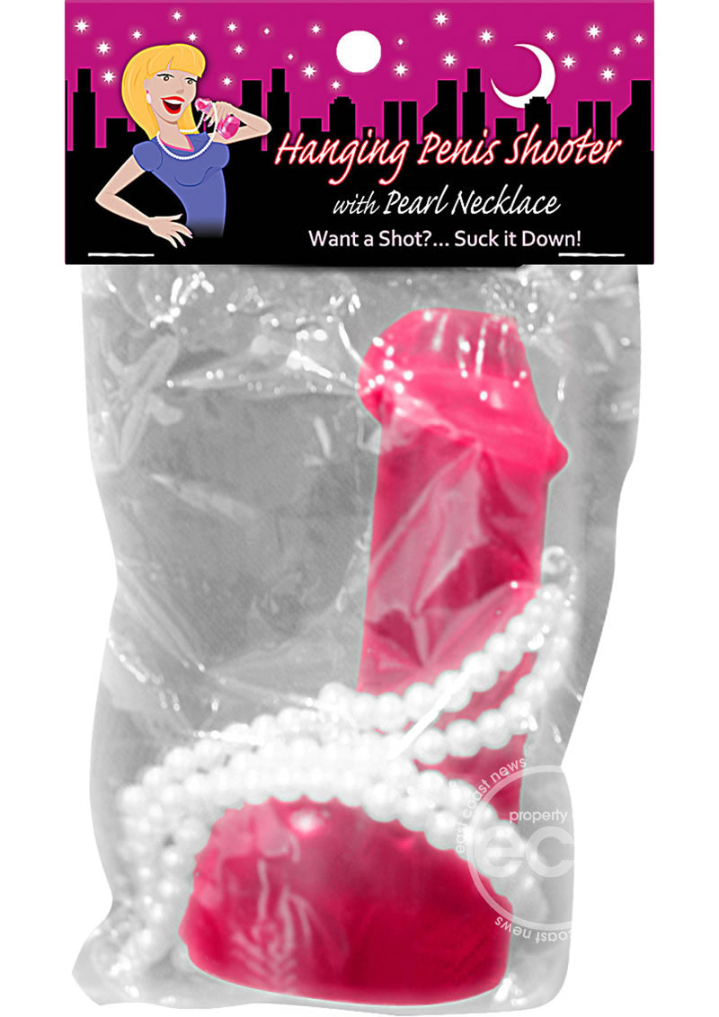 Hanging Penis Shooter with Pearl Necklace