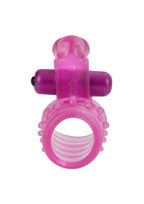 Basic Essentials Stretchy Vibrating Bunny Enhancer Cock Ring with Clitoral Stimulation - Pink
