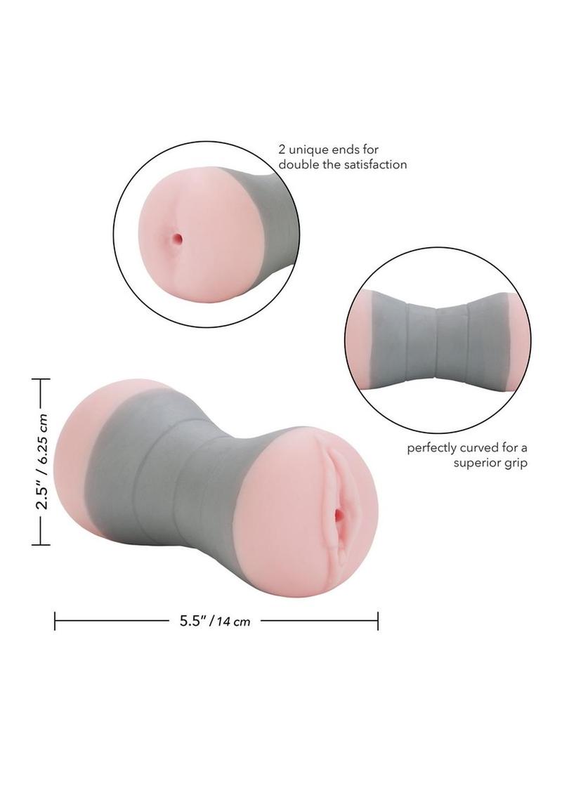 Travel Gripper Dual Density Stroker - Pussy and Ass - Pink