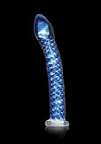 Icicles No. 29 Ribbed Glass P-Spot Dildo 7in - Blue