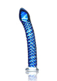 Icicles No. 29 Ribbed Glass P-Spot Dildo 7in - Blue
