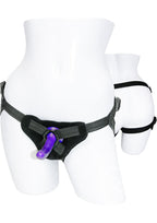 Sex & Mischief Strap-On and Silicone Dildo Kit - Black/Purple