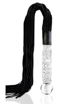 Icicles No. 38 Textured Glass Dildo with Flogger 26.5in - Clear/Black