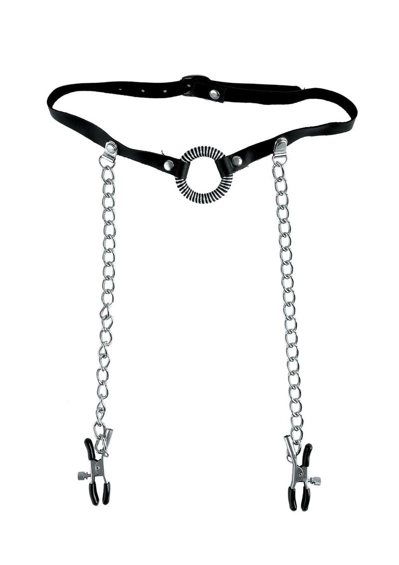 Fetish Fantasy Series Limited Edition O-Ring Gag & Nipple Clamps Black