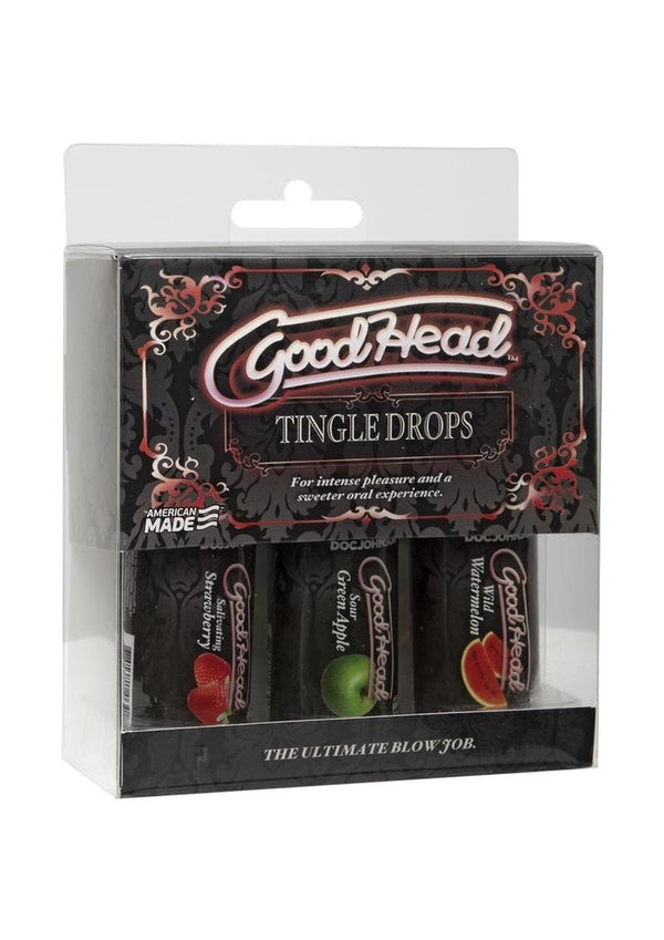 GoodHead Tingle Drops 1oz Assorted (3 Pack) - Strawberry, Green Apple, Watermelon