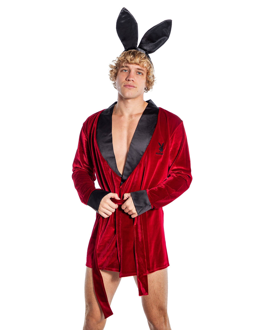 Playboy Men's Smoke Lounge Robe - Burgundy/Black