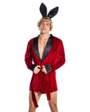 Playboy Men's Smoke Lounge Robe - Burgundy/Black
