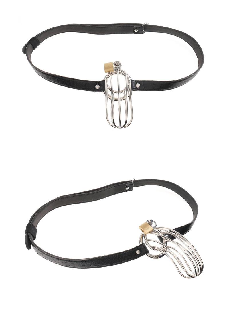 Fetish Fantasy Extreme The Prisoner Steel Cock Cage Chastity Belt with Lock - Silver