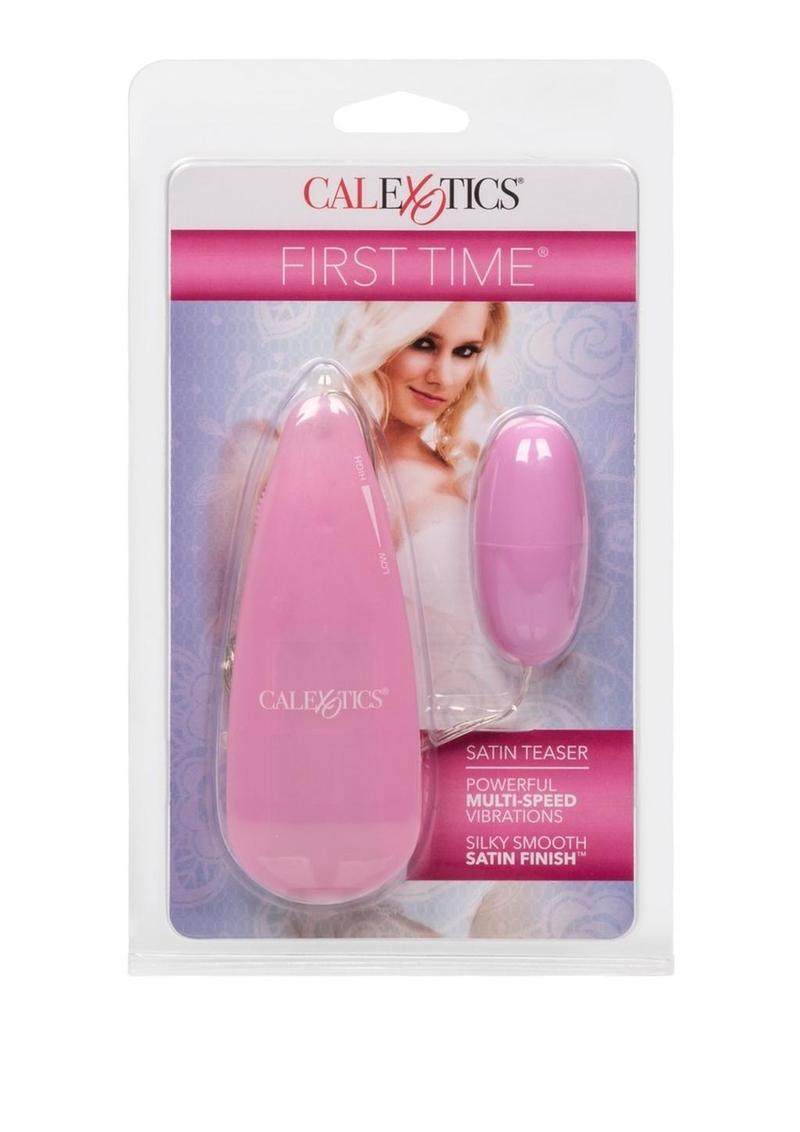 First Time Satin Teaser Bullet with Wired Remote Control - Pink