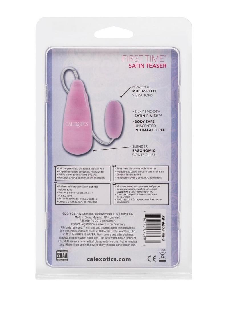 First Time Satin Teaser Bullet with Wired Remote Control - Pink