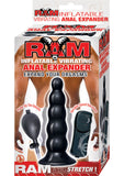 Ram Inflatable Vibrating Anal Expander Butt Plug with Wired Remote Control - Black
