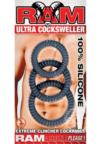 Ram Ultra Cocksweller Silicone Cock Rings - Black