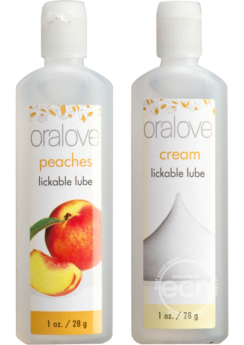 Oralove Delicious Duo Lickable Peaches and Cream Water Based Lubricant 1oz (2 per set)