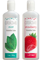 Oralove Delicious Duo Lickable Strawberry and Mint Water Based Lubricant 1oz (2 per set)