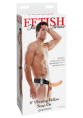Fetish Fantasy Series Vibrating Hollow Strap-On Dildo and Adjustable Harness with Wired Remote Control 8in - Vanilla
