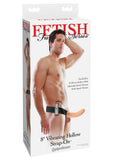 Fetish Fantasy Series Vibrating Hollow Strap-On Dildo and Adjustable Harness with Wired Remote Control 8in - Vanilla