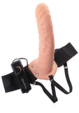 Fetish Fantasy Series Vibrating Hollow Strap-On Dildo and Adjustable Harness with Wired Remote Control 8in - Vanilla