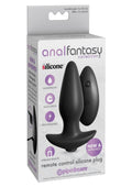 Anal Fantasy Collection Silicone Plug with Remote Control 4in - Black