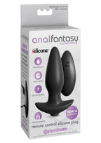 Anal Fantasy Collection Silicone Plug with Remote Control 4in - Black