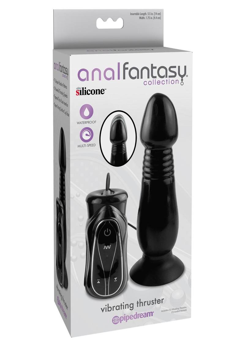 Anal Fantasy Collection Silicone Vibrating Anal Probe with Wired Remote Control - Black