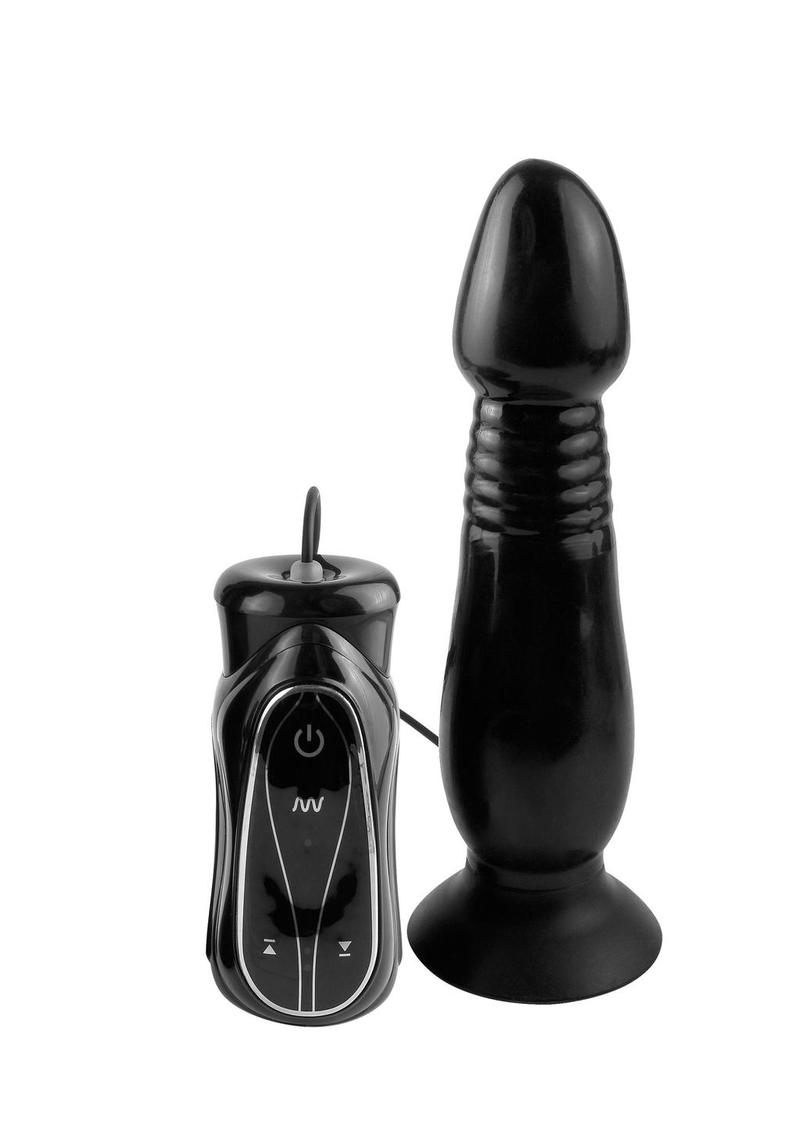 Anal Fantasy Collection Silicone Vibrating Anal Probe with Wired Remote Control - Black
