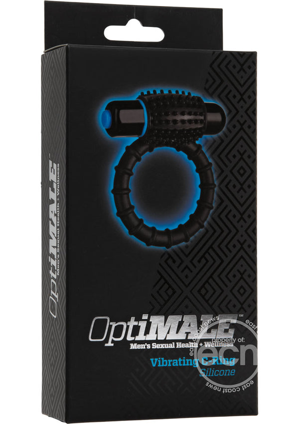 OptiMALE Silicone Vibrating Cock Ring with Bullet - Black