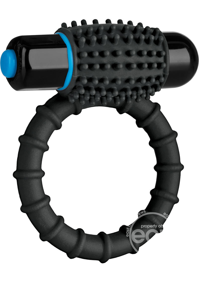 OptiMALE Silicone Vibrating Cock Ring with Bullet - Black