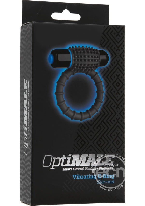 OptiMALE Silicone Vibrating Cock Ring with Bullet - Slate