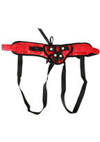 Sportsheets Sunrice Lace Corsette Strap-On Adjustable Harness - Red/Black