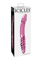 Icicles No. 57 Double-Sided Textured Glass Double Dildo 9in - Pink